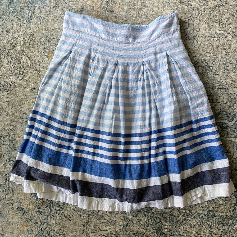 Christopher & Banks Blue and White A-Line Pleated Skirt